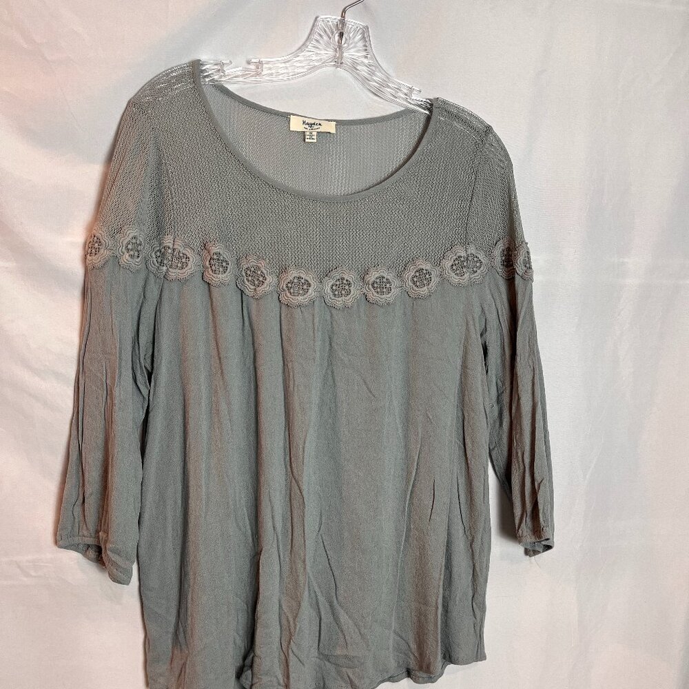 Women's Grey Hayden Bohemian Style Peasant Blouse Size M